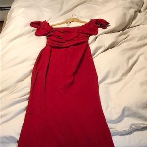 Dolce and Gabbana red gown, off-the-shoulder